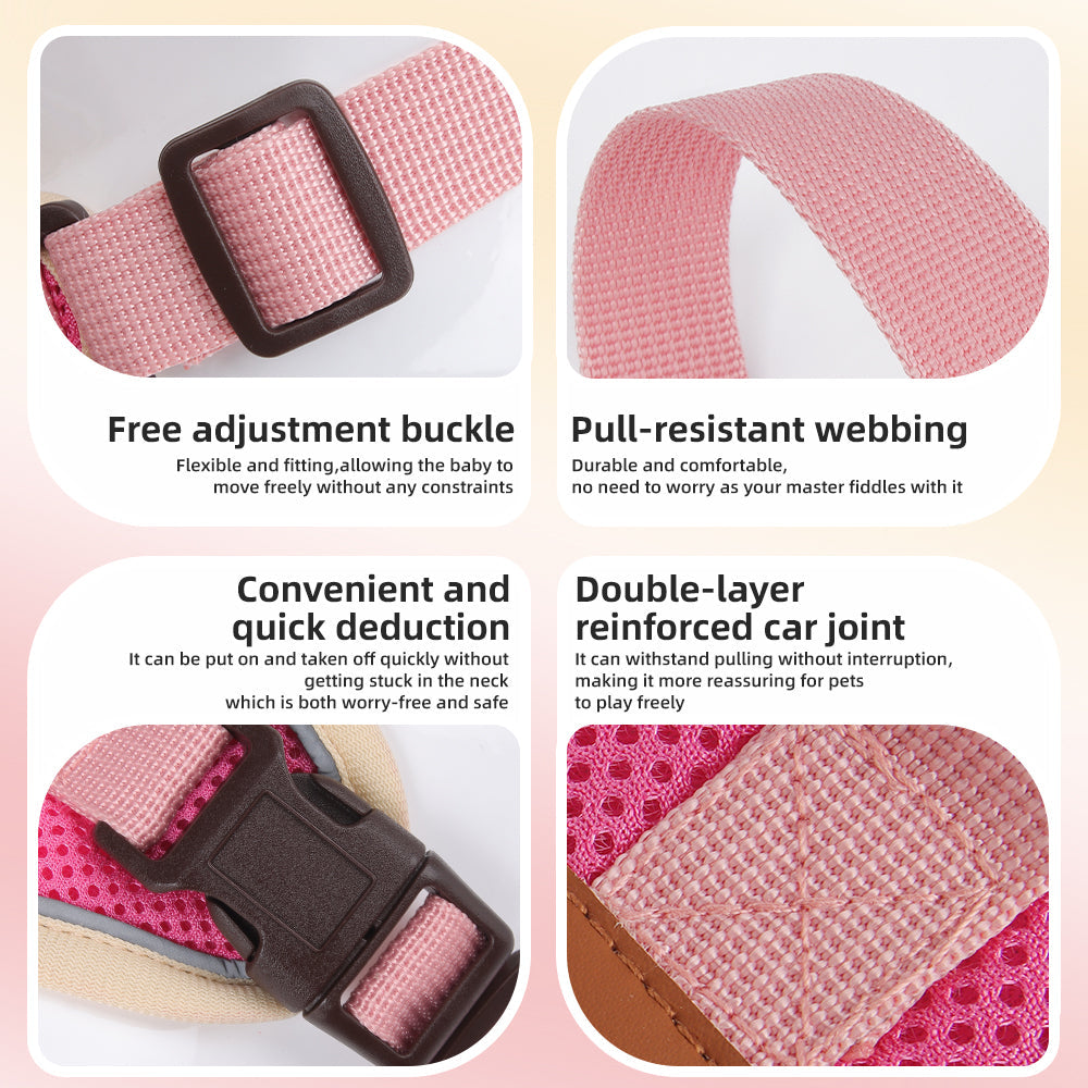 Small Dog & Cat Harness and Leash Set – Lightweight & Reflective