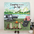 Personalized Camping Blanket - Man/Woman & Up To 5 Pets - Best Gift For Camping Lovers - Camping Partners For Life