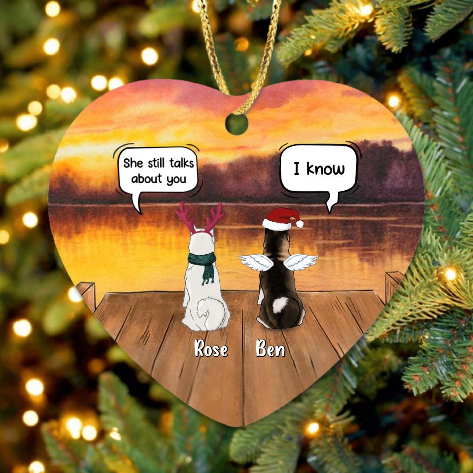 Personalized Xmas Pet Memorial Ornament - Up to 5 Dogs/Cats - Christmas Memorial Gift For Dog/Cat Lover