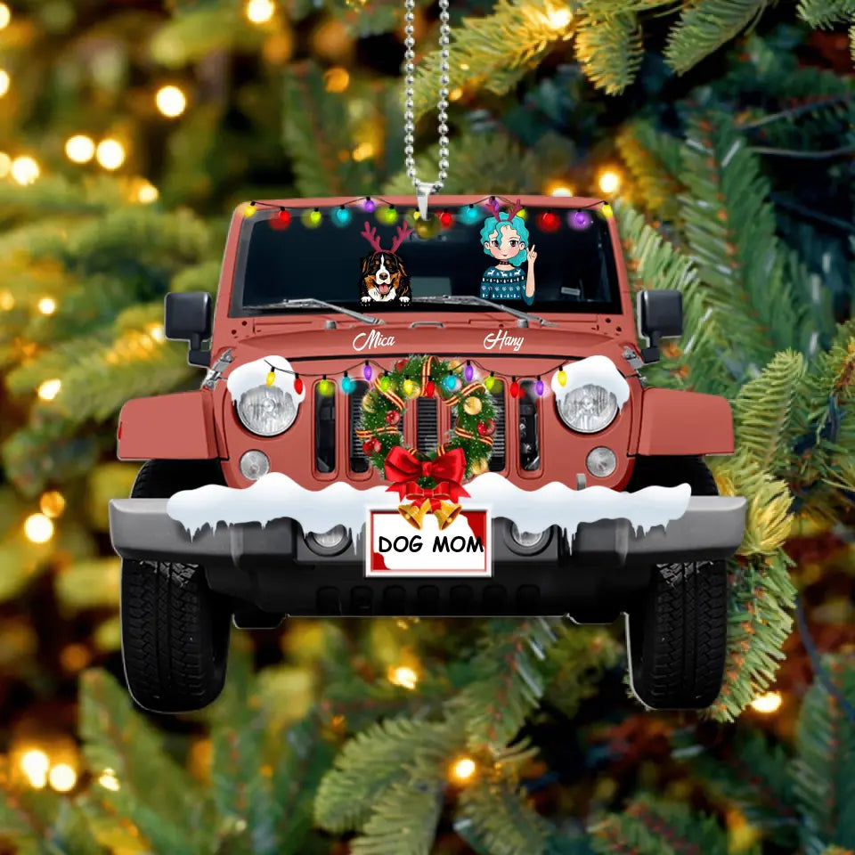 Personalized Christmas Off-road Pet Mom Ornament - Woman With Up to 6 Pets - Christmas Gift For Cat, Dog Lover