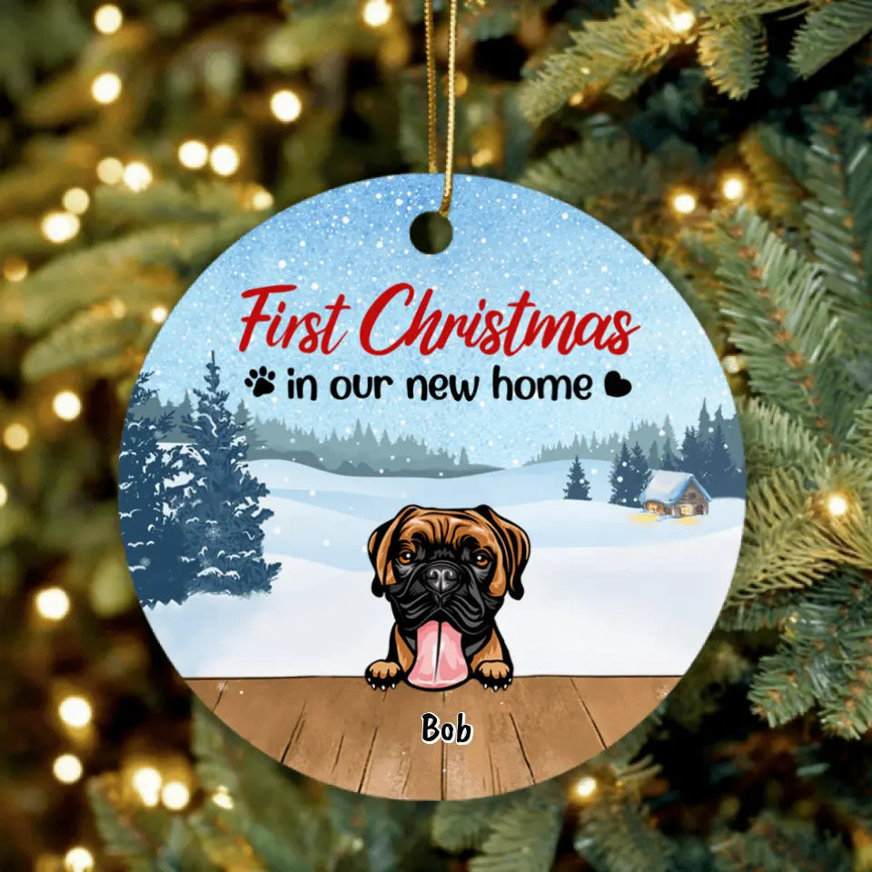 Personalized Christmas Dog Ornament - Up to 7 Dogs - Christmas Gift For Dog Lover - First Christmas In Our New Home
