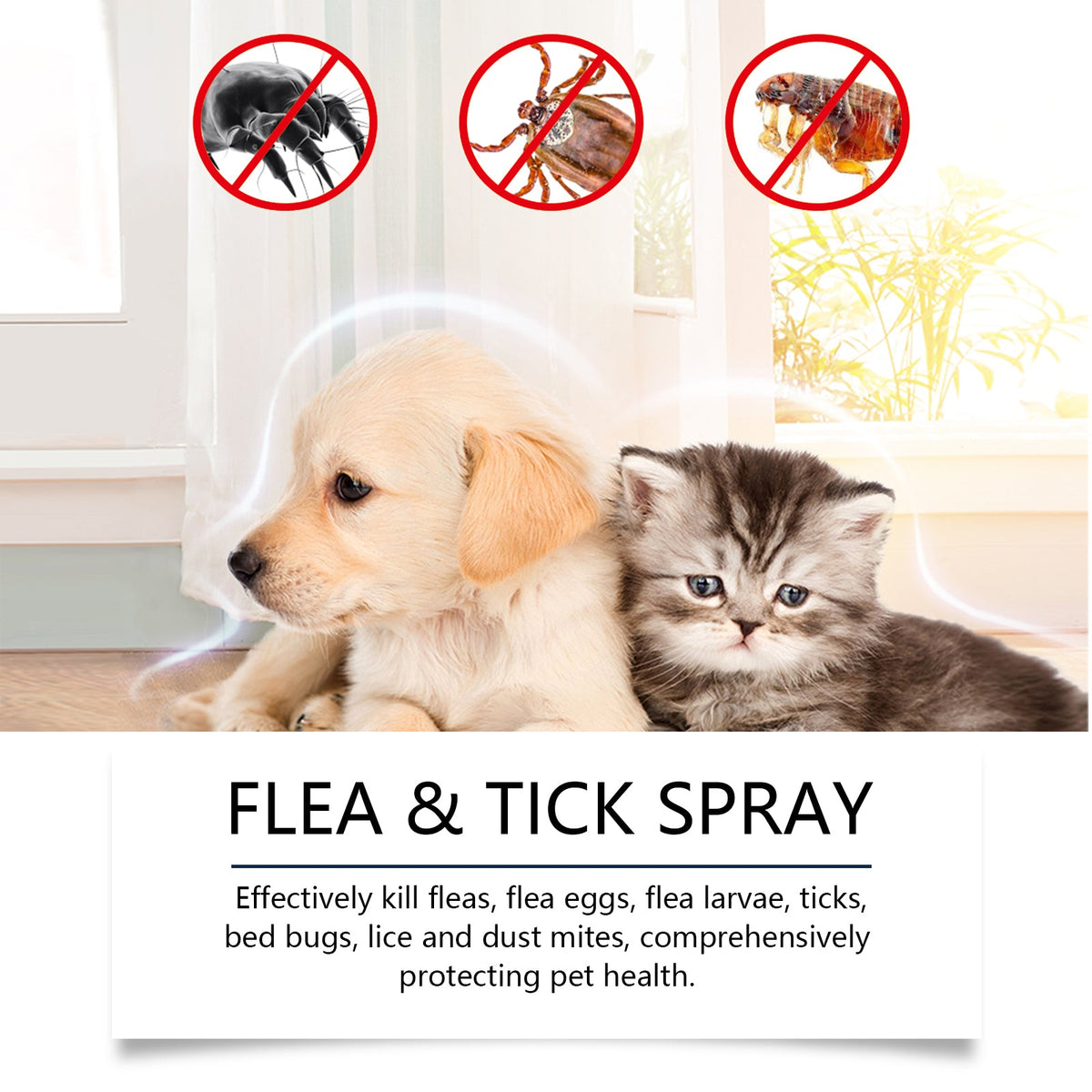 Pet Insect Repellent Spray, Dog And Cat Hair And Skin Insect Repellent Daily Gentle Cleaning And Care Agent