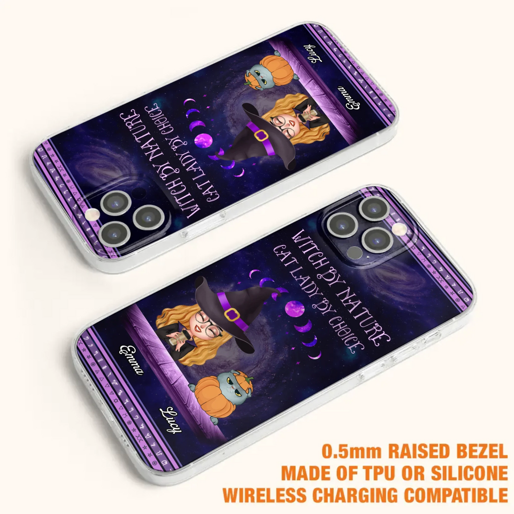 Custom Personalized Witch Phone Case for iPhone/ Samsung - Gift Idea For Halloween/ Pet Lovers with up to 5 Pets - Witch By Nature, Cat Lady By Choice