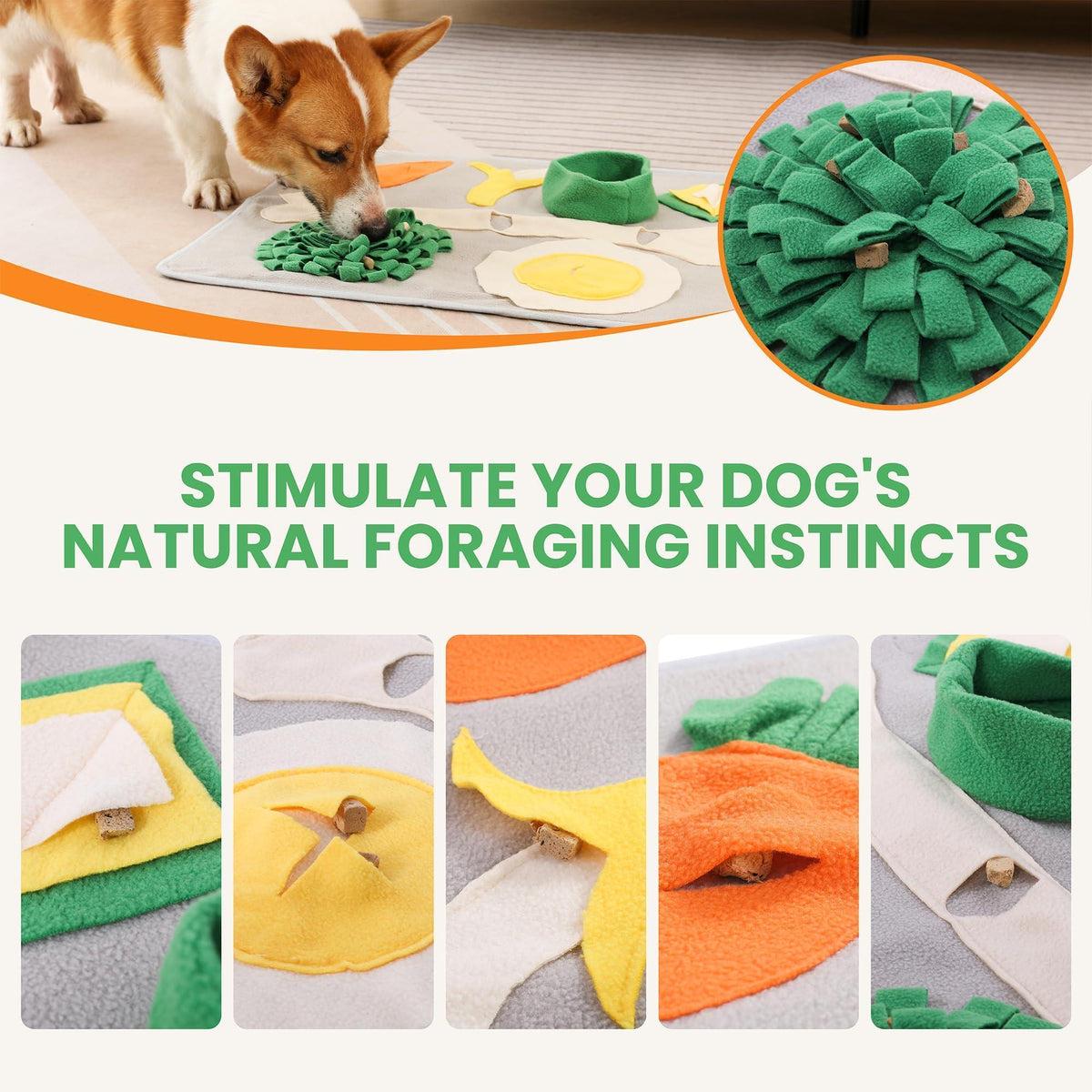 Snuffle Mat for Dogs Cats & Rabbits Interactive Foraging & Slow-Feeder Toy