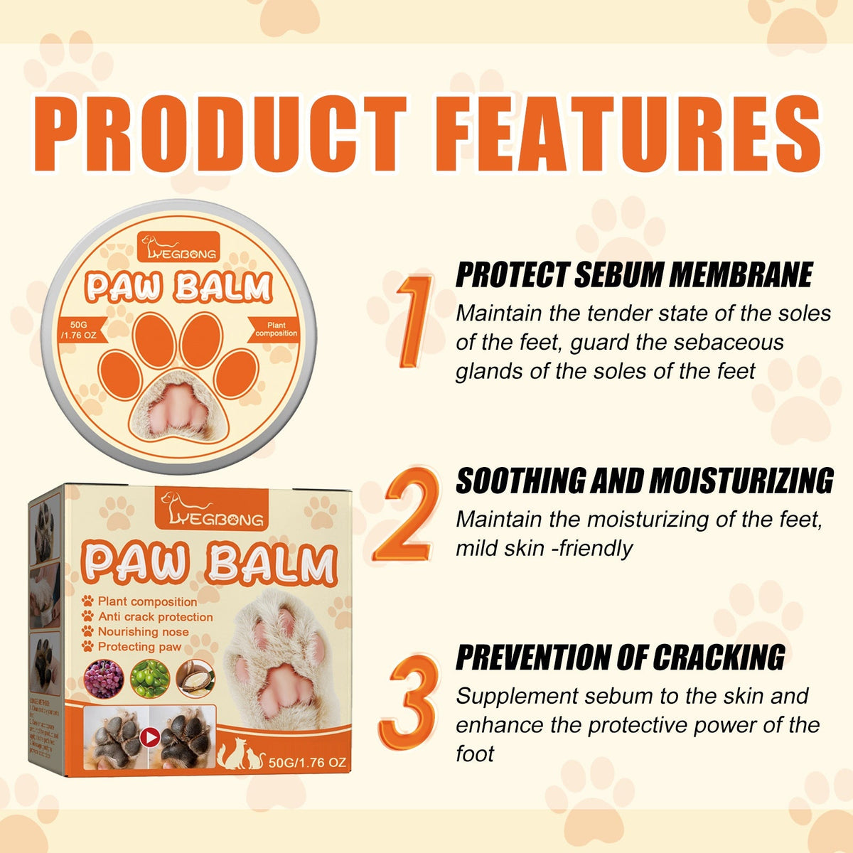 Pet Moisturizing Claw Balm for Cats and Dogs Deeply Moisturizing Foot Pad Care Cream