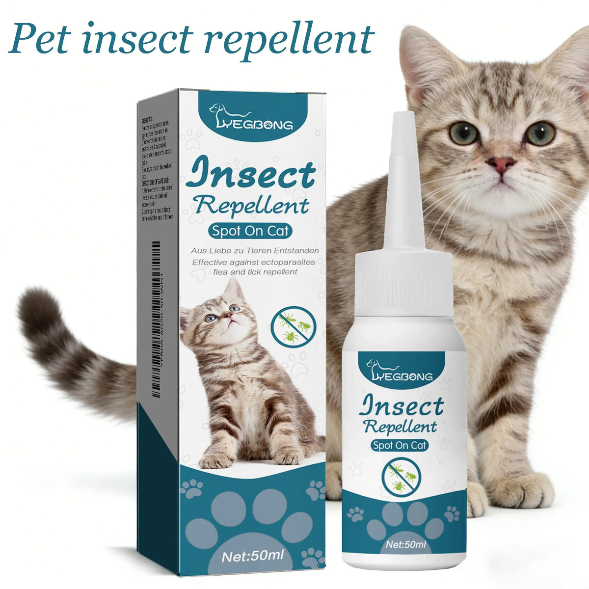 Pet Anti-flea Tick Drops for Cats and Dogs Natural Formula Skin Cleaning Fast-acting Protection Deworming for Pet Care