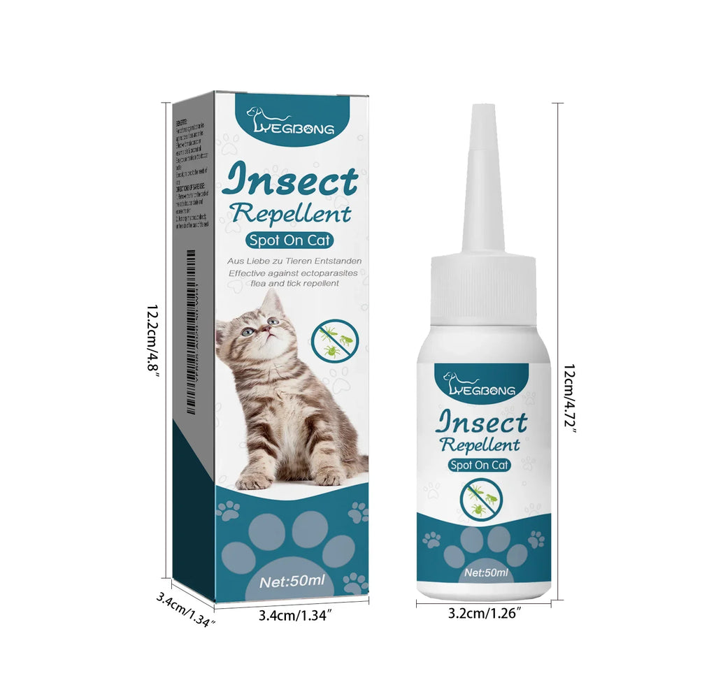 Pet Anti-flea Tick Drops for Cats and Dogs Natural Formula Skin Cleaning Fast-acting Protection Deworming for Pet Care