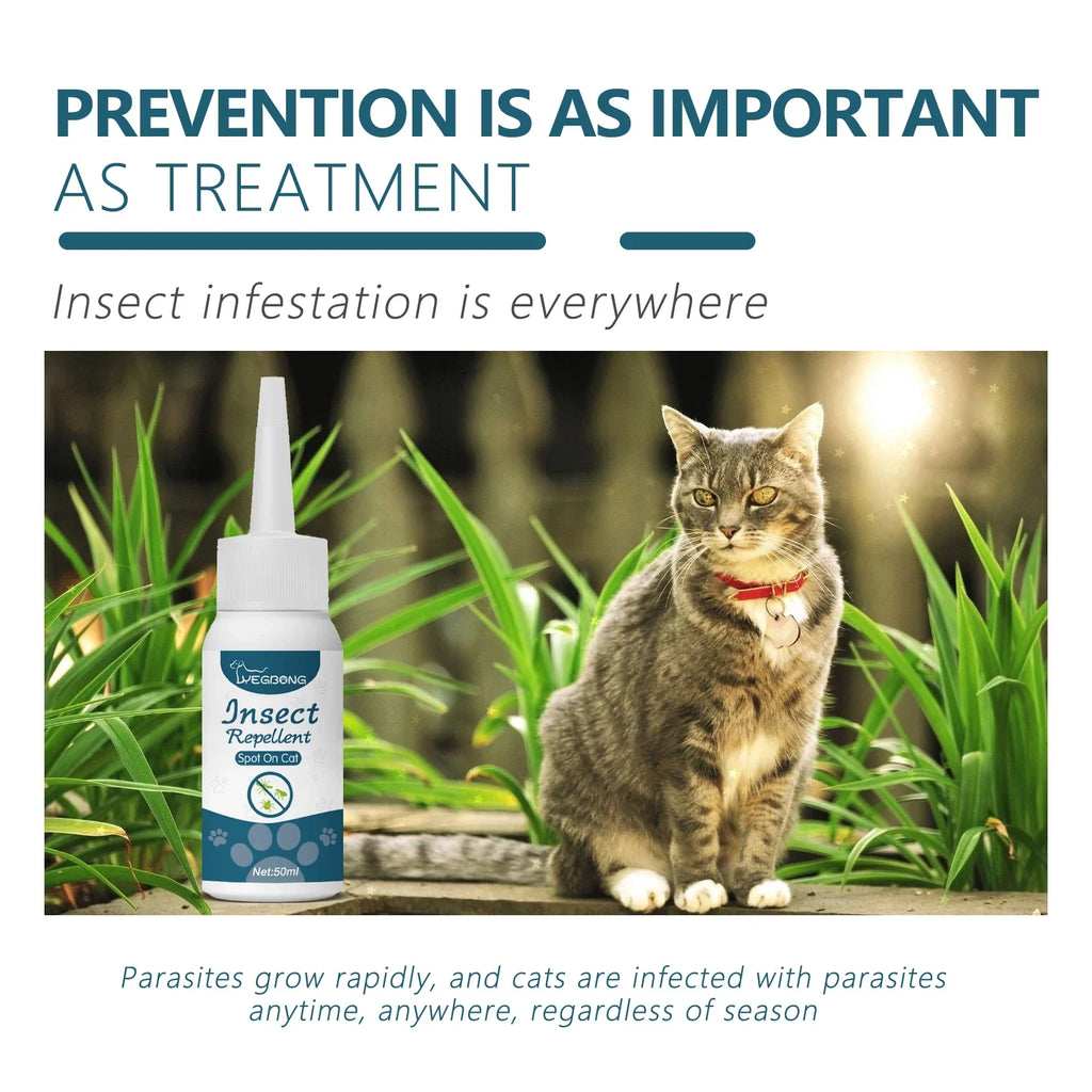 Pet Anti-flea Tick Drops for Cats and Dogs Natural Formula Skin Cleaning Fast-acting Protection Deworming for Pet Care