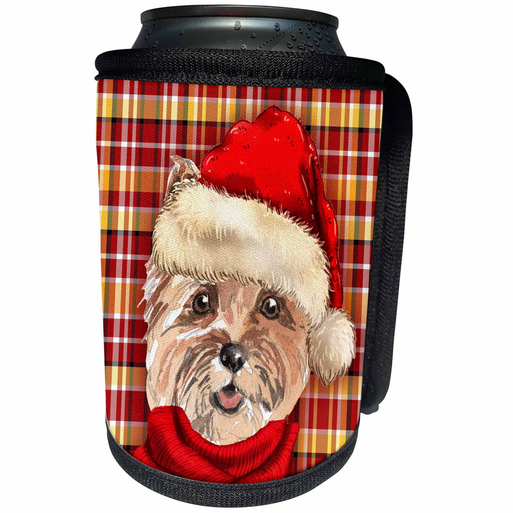 3dRose Cairn Terrier Christmas Dog with Gold and Red Holiday... - Can Cooler Bottle Wrap (cc_351753)