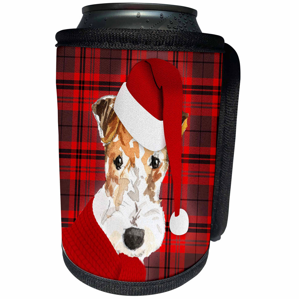 3dRose Wire Fox Terrier Christmas Dog with Bold Red Holiday... - Can Cooler Bottle Wrap (cc_351801)