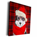 3dRose Malamute Christmas Dog on Red Holiday Plaid - Museum Grade Canvas Wrap (cw_351762)