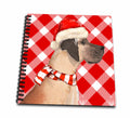 3dRose Red and White Holiday Plaid with a Great Dane Christmas Dog - Drawing Books (db_351778)