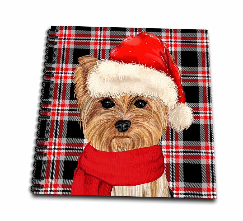 3dRose Christmas Yorkshire Terrier on Holiday Plaid for Dog Lovers - Drawing Books (db_351803)