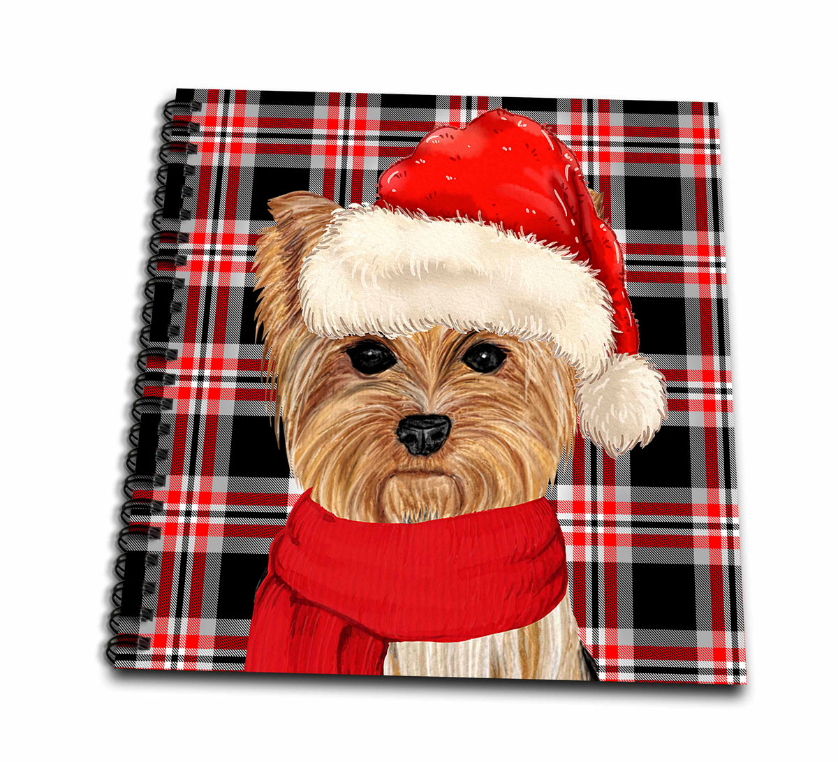 3dRose Christmas Yorkshire Terrier on Holiday Plaid for Dog Lovers - Drawing Books (db_351803)