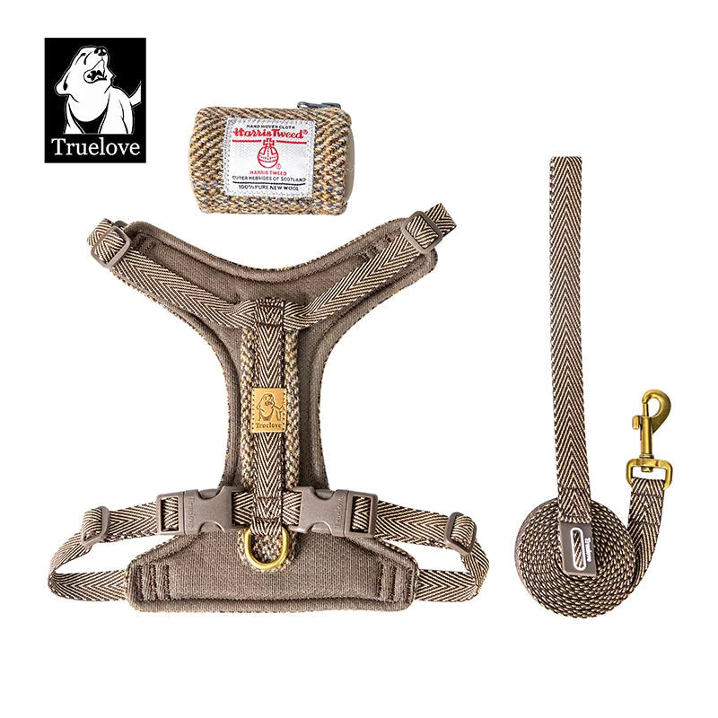 TrueLove Harris Tweed Dog Harness, Leash & Poop Bag Dispenser Set TLH2912