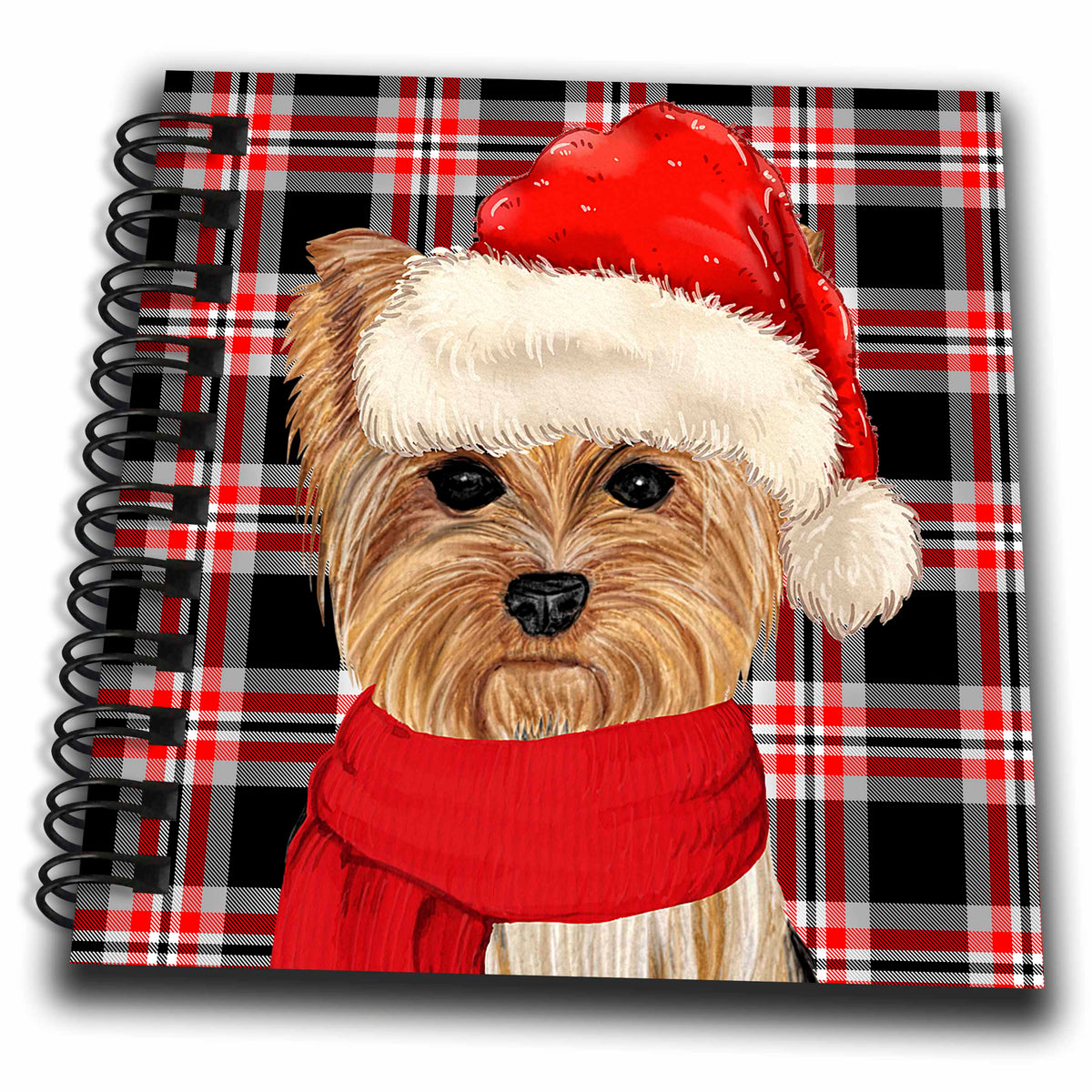 3dRose Christmas Yorkshire Terrier on Holiday Plaid for Dog Lovers - Drawing Books (db_351803)