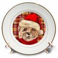 3dRose Cairn Terrier Christmas Dog with Gold and Red Holiday Plaid - Plates (cp_351753)