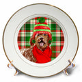 3dRose Festive Christmas Labradoodle Dog on Red and Green Holiday Plaid - Plates (cp_351760)