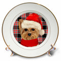 3dRose Christmas Yorkshire Terrier on Holiday Plaid for Dog Lovers - Plates (cp_351803)