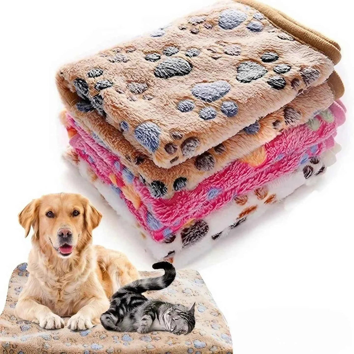 Soft Fluffy Cartoon Pet Blanket – Washable, for Dogs & Cats