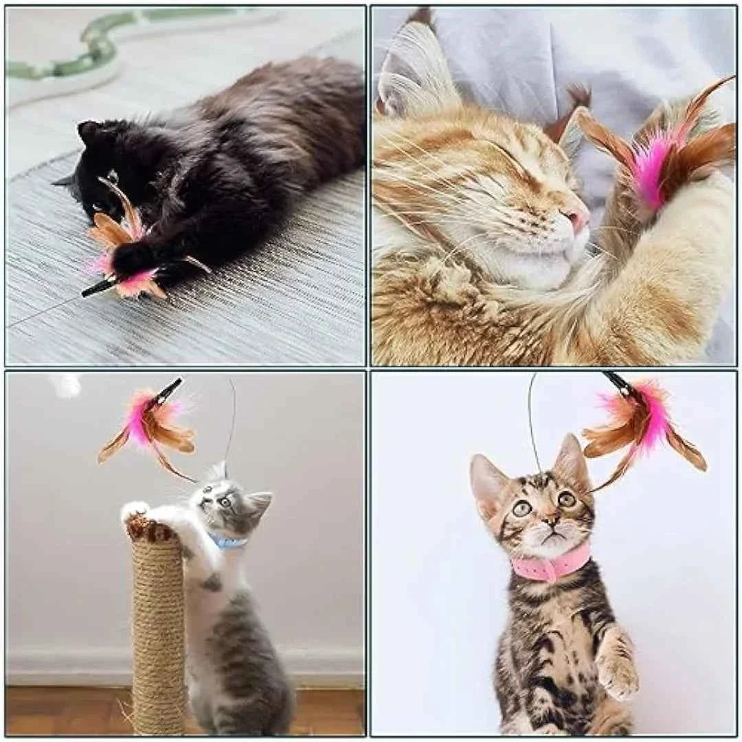 Adjustable Cat Collar Feather Teaser Toy with Bell