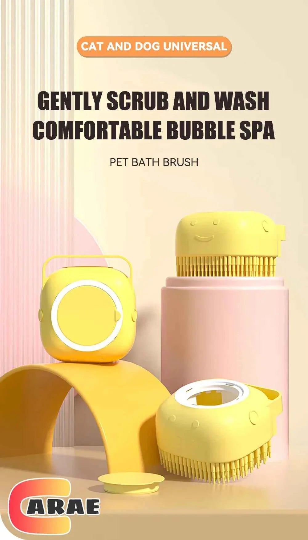 Pet Bathing Brush with Shampoo Dispenser