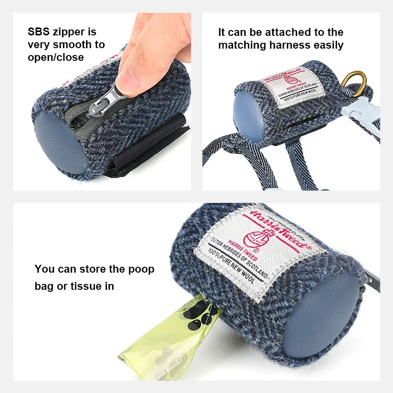 TrueLove Harris Tweed Dog Harness, Leash & Poop Bag Dispenser Set TLH2912