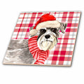 3dRose Festive Red and White Holiday Plaid and Schnauzer Christmas Dog - Tiles (ct_351789)