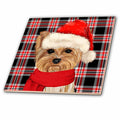 3dRose Christmas Yorkshire Terrier on Holiday Plaid for Dog Lovers - Tiles (ct_351803)