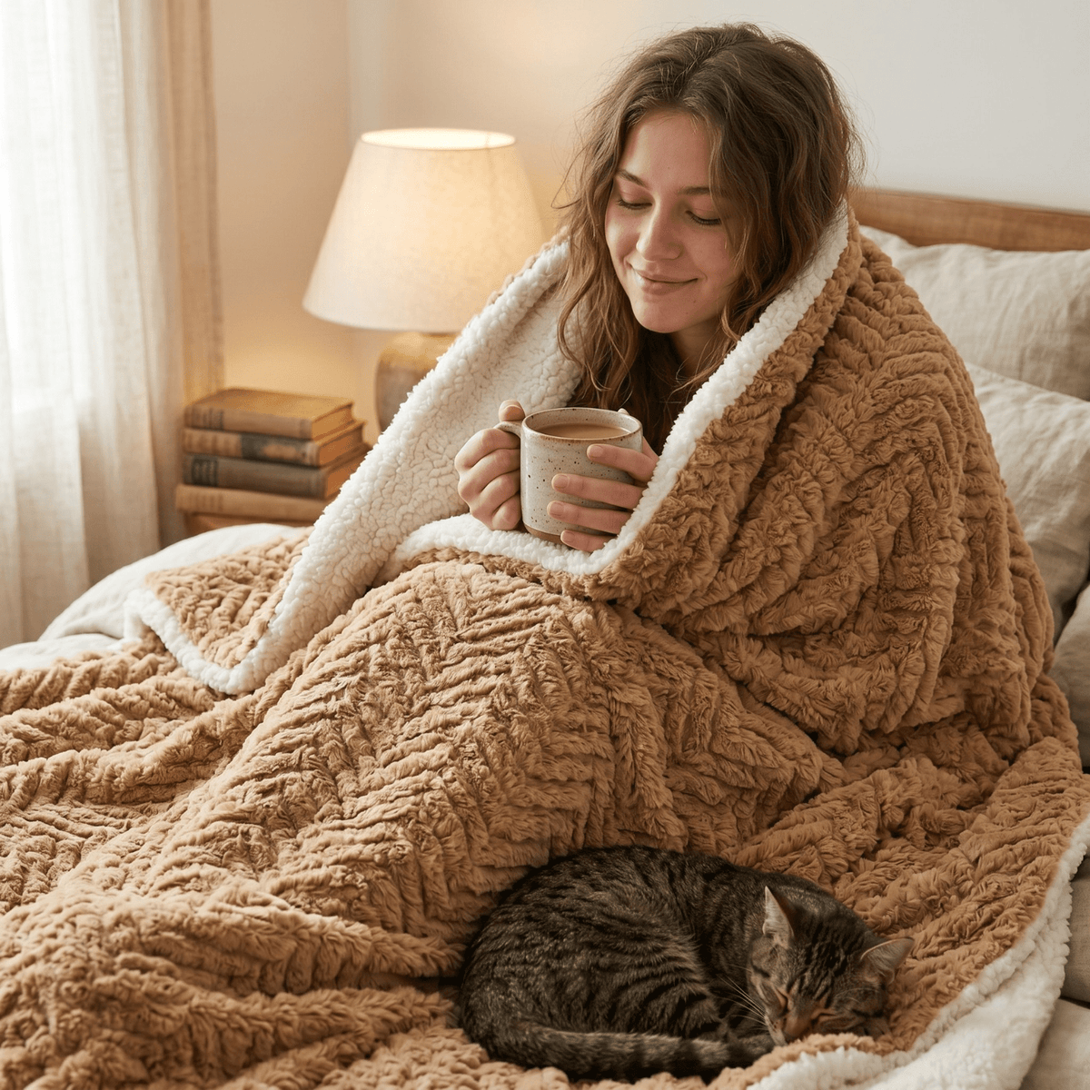 DaDa Brown Faux Fur Sherpa Pet Blanket – Washable, Dogs & Cats