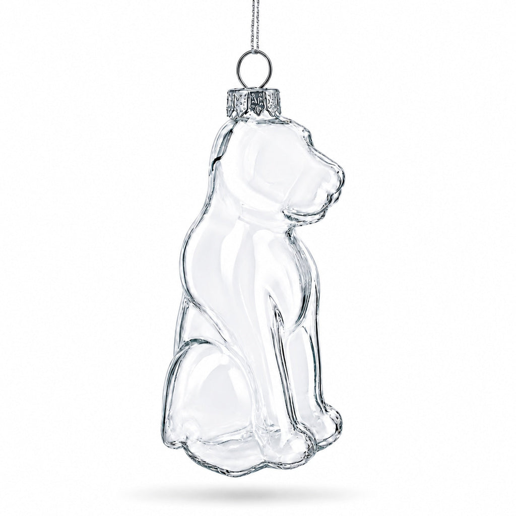 Unpainted Dog Clear Glass Christmas Ornament